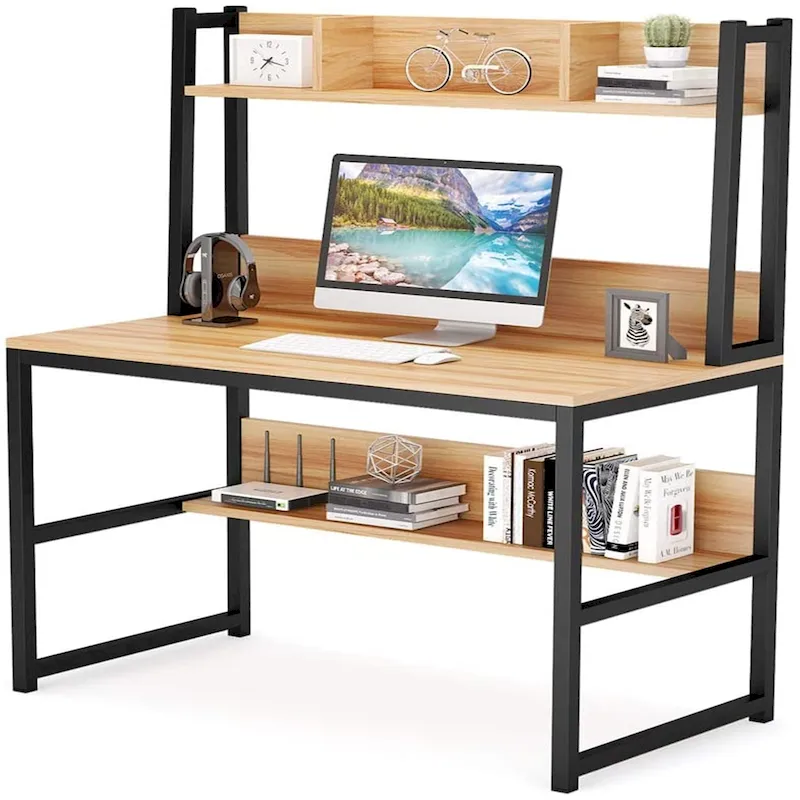 Computer Desk, Home Office Desk Study Desk with Hutch and Shelves