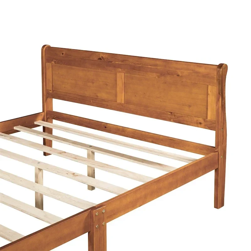 Wood Twin Sleigh Bed with Headboard and Footboard