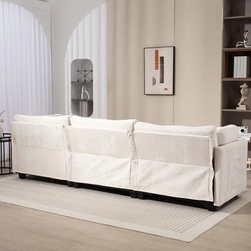 111.42  Chenille Upholstered Three Seater Sofa