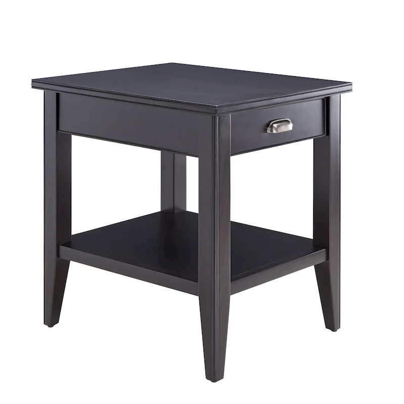 Laurent 20 in. Solid Wood End Table with Shelf and Drawer