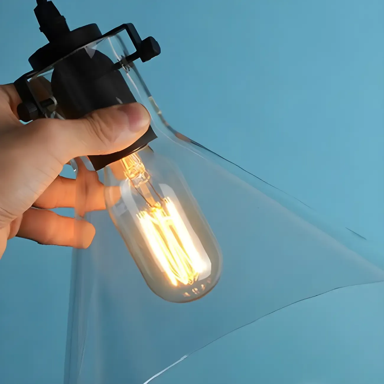 Industrial Clear Cone Glass Kitchen Pendant Light