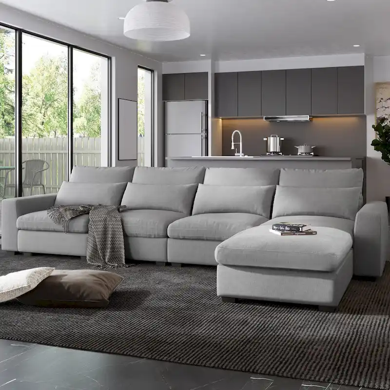 Modern L-Shape Sectional Sofa with Reversible Chaise