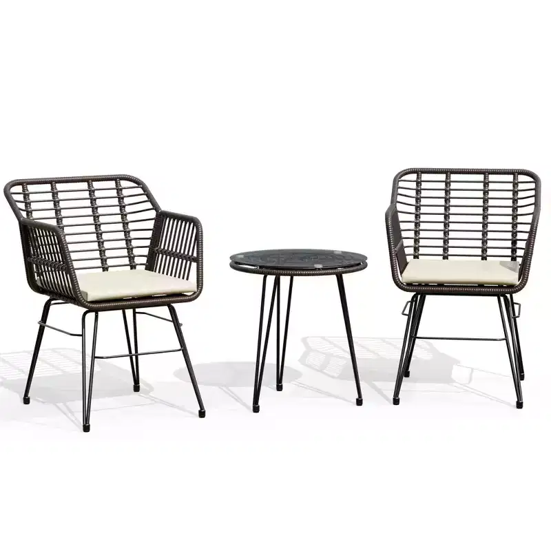 UPTIOT 3 Piece Wicker/rattan Seating Group With Cushions