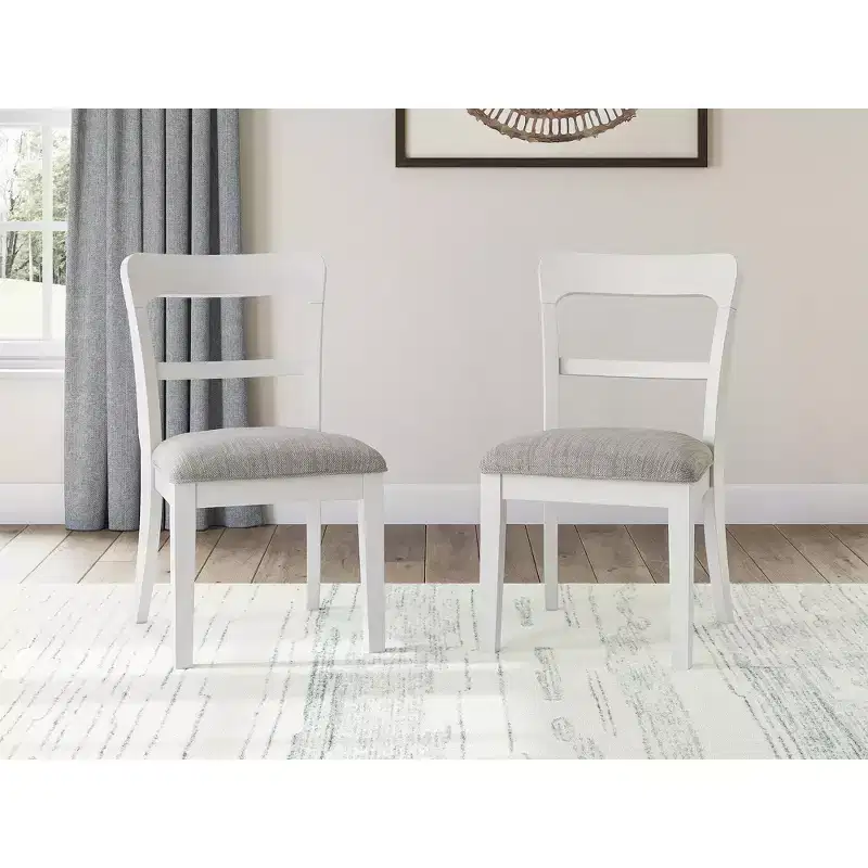 Signature Design by Ashley Chadworth Dining Upholstered Side Chairs, Set of 2, White Wood Frame with Polyester Seats