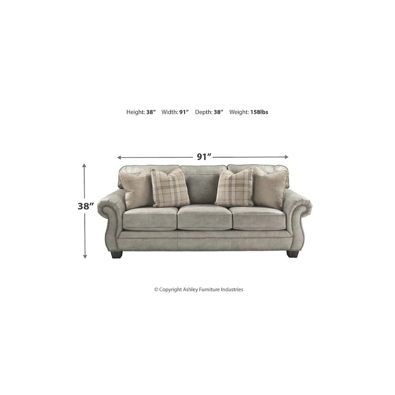 Signature Design by Ashley Olsberg Steel Sofa - 91 W x 38 D x 38 H