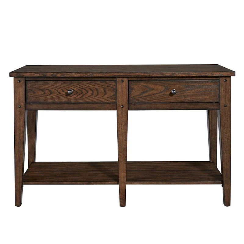 Lake House Sofa Table Rustic Brown Oak Accent