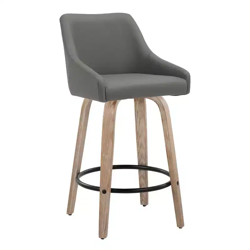 LumiSource Set of 2 Hannah Counter Height Barstools Dark Gray
