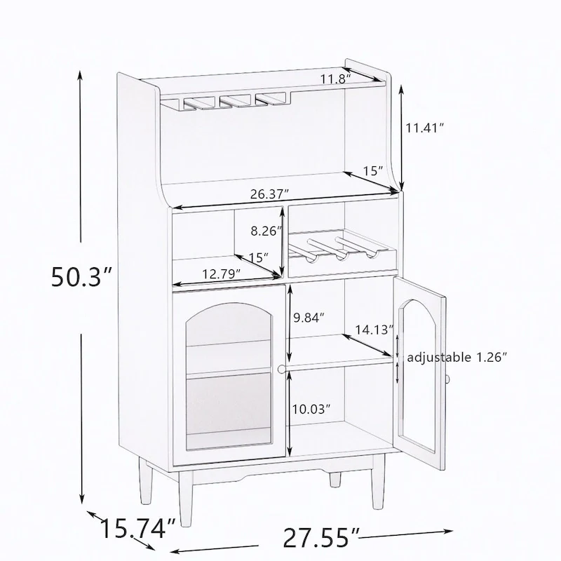 Bar Cabinet with Removable Wine Rack
