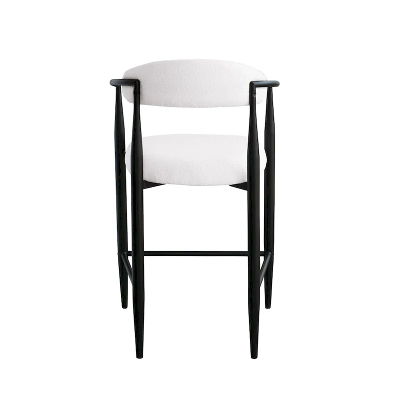 Bar Stools Set of 2, Counter Height Chairs with Upholstered Back, Kitchen Island Chairs with Arm and Metal Legs