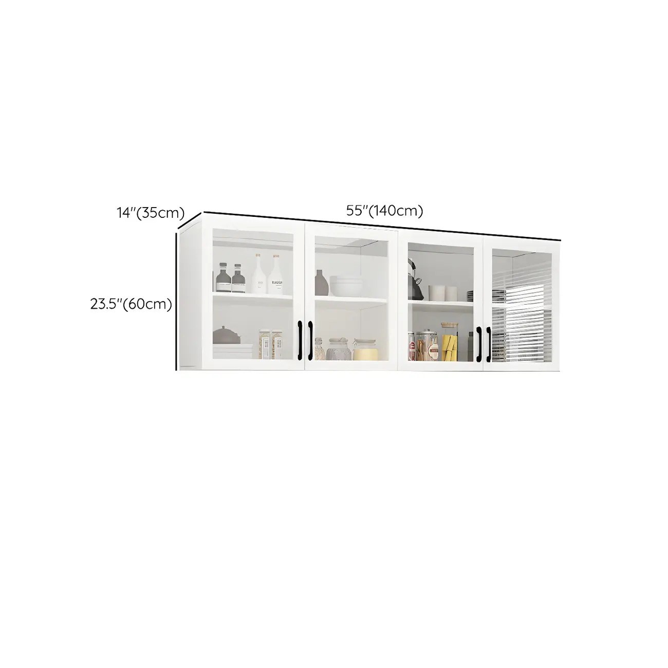 White Rectangular Wall-Mounted Wood China Cabinet