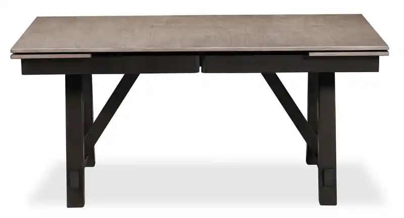 Zao Dining Table with 66-94W Extension, Melamine, Trestle Base