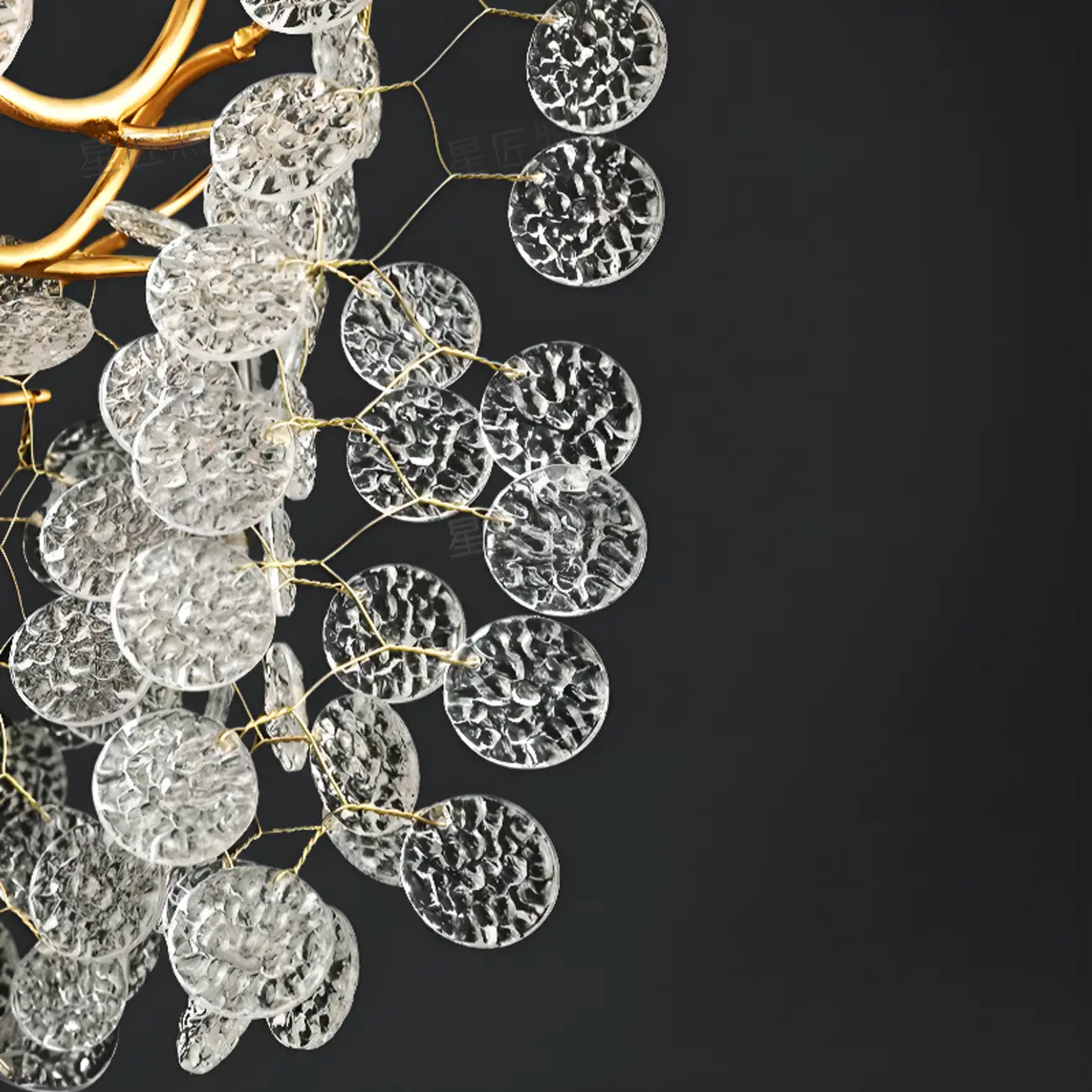 Elegant Golden Branch Glass Pendant Chandelier