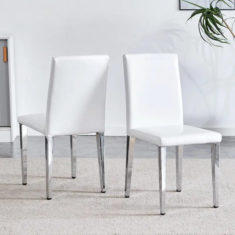 Dining Chairs Set of 4,Modern Kitchen & Dining Room Chairs,Faux Leather Cushion Seat Metal Legs