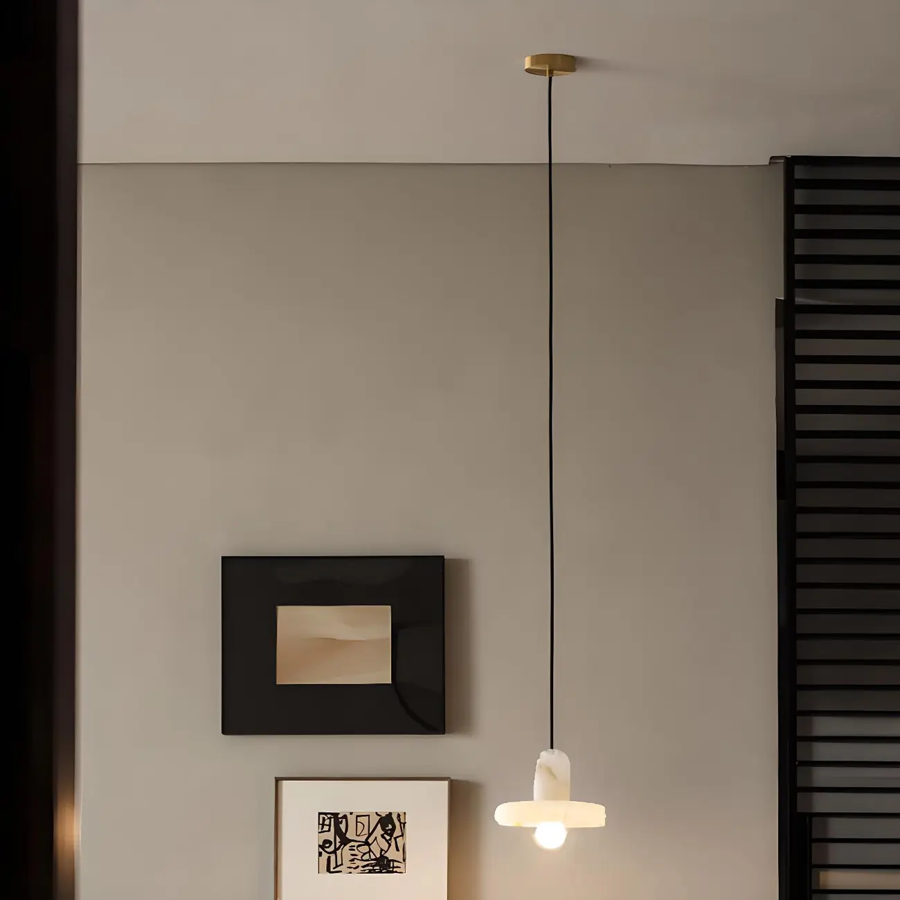 Modern Pendant Chandelier with White Agate Shade