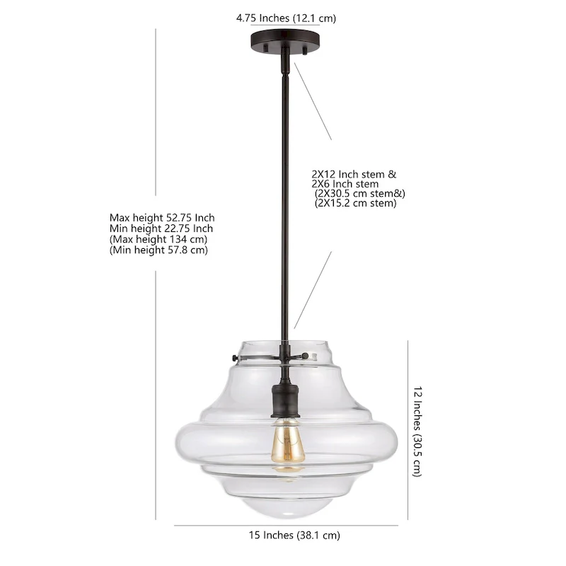 SAFAVIEH Lighting Kyrah Oil Rubbed Bronze Led Adjustable Pendant - 15  W x 15  L x 20.5-50.5  H