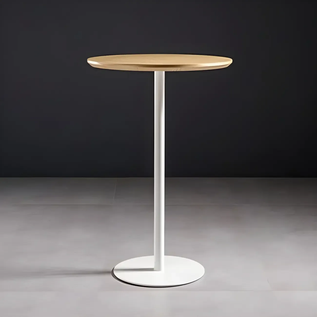 Modern Brown Wood Grain Black Metallic Pedestal Bar Tables