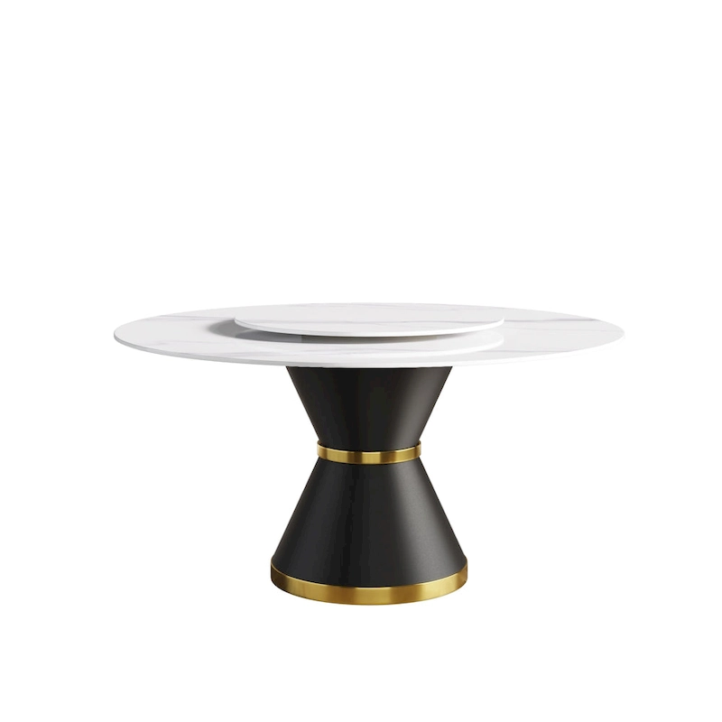 59 Modern Marble Dining Table Round Dining Table with Lazy Susan