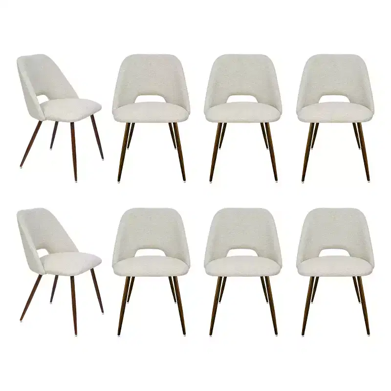 Panipeachy Dining Room Chairs Set of 8, Modern Upholstered Fabric Side Chair with Walnut Finish Metal Legs