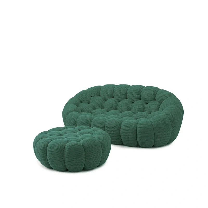 3D Honeycomb Fabric Upholstered Bubble Sofa Modern Loveseat