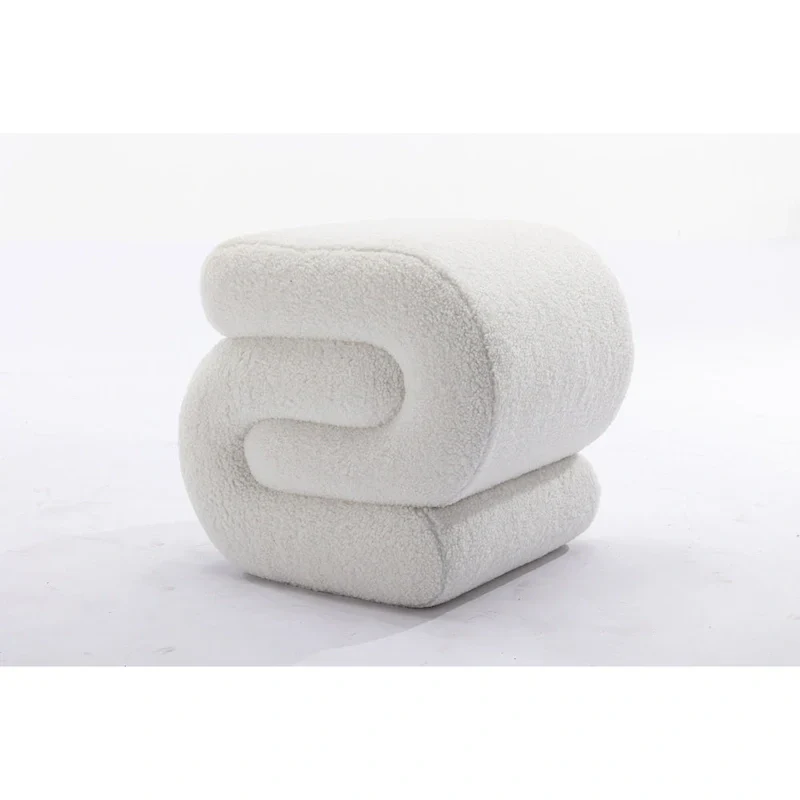 Modern S-shape Fabric Ottoman Makeup Stool Footstool