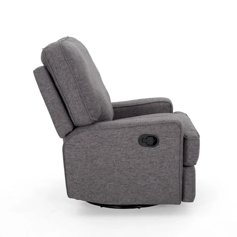 Charcoal/Navy Tweed Traditional Glider Recliner with Swivel, 1-Person