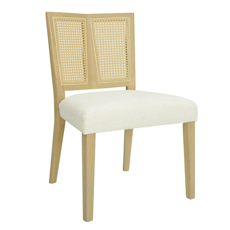 '- Oliver Mid-Century Rattan Back Upholstered Dining Chair Set of 2