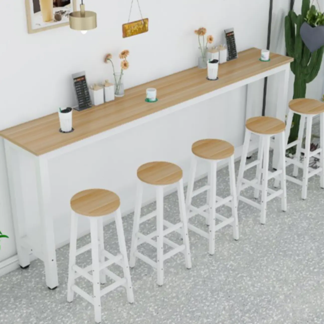 Modern White Metal Fixed Top Design Bar Tables