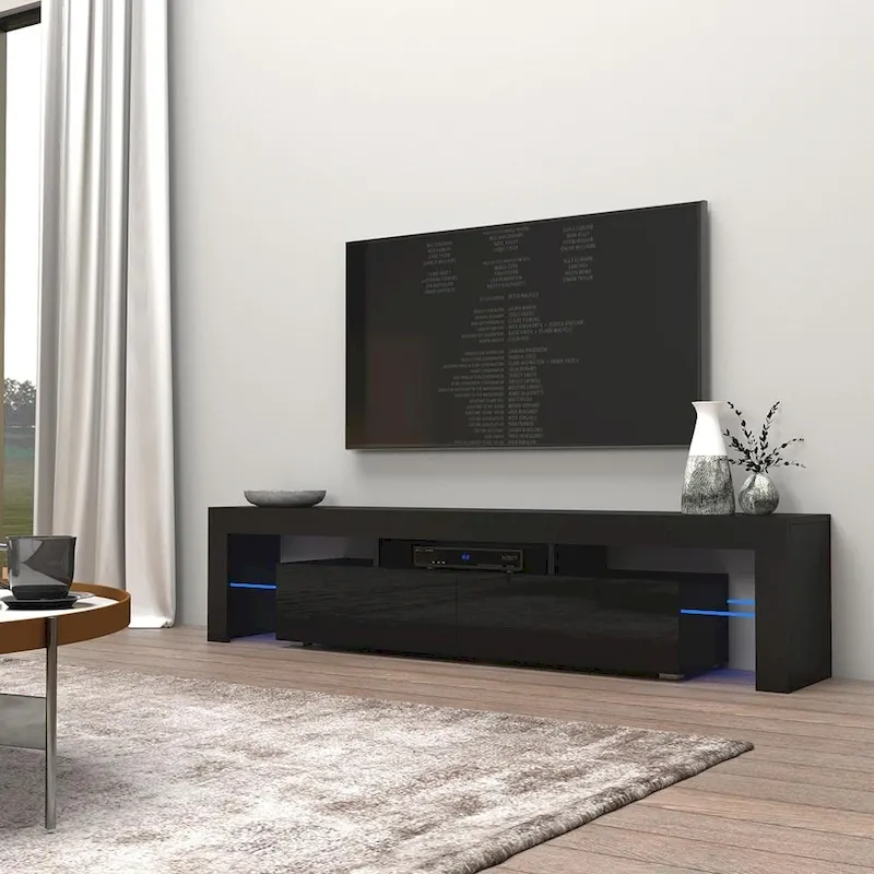 White 79-Inch TV Stand with LED Lights