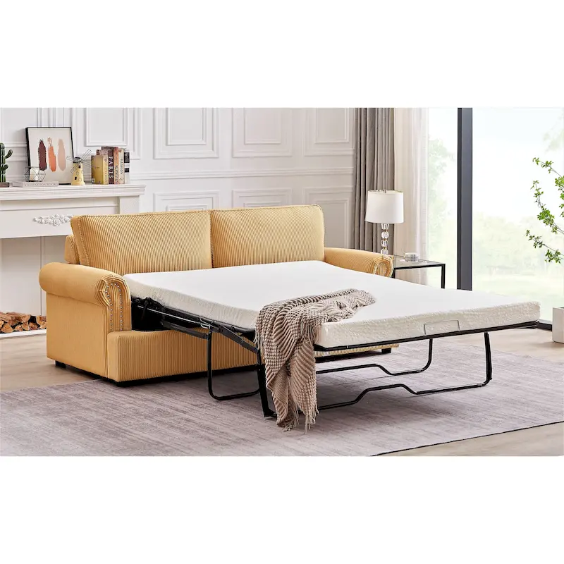 Viviana 76 inch Polyester Round Arm Sleeper Sofa