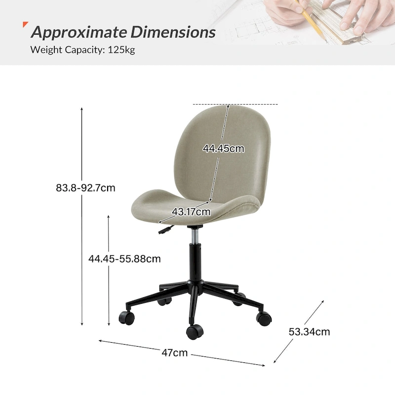 Ines Modern 0ffice Chair 360Whirling Armless With Metal Base by HULALA HOME