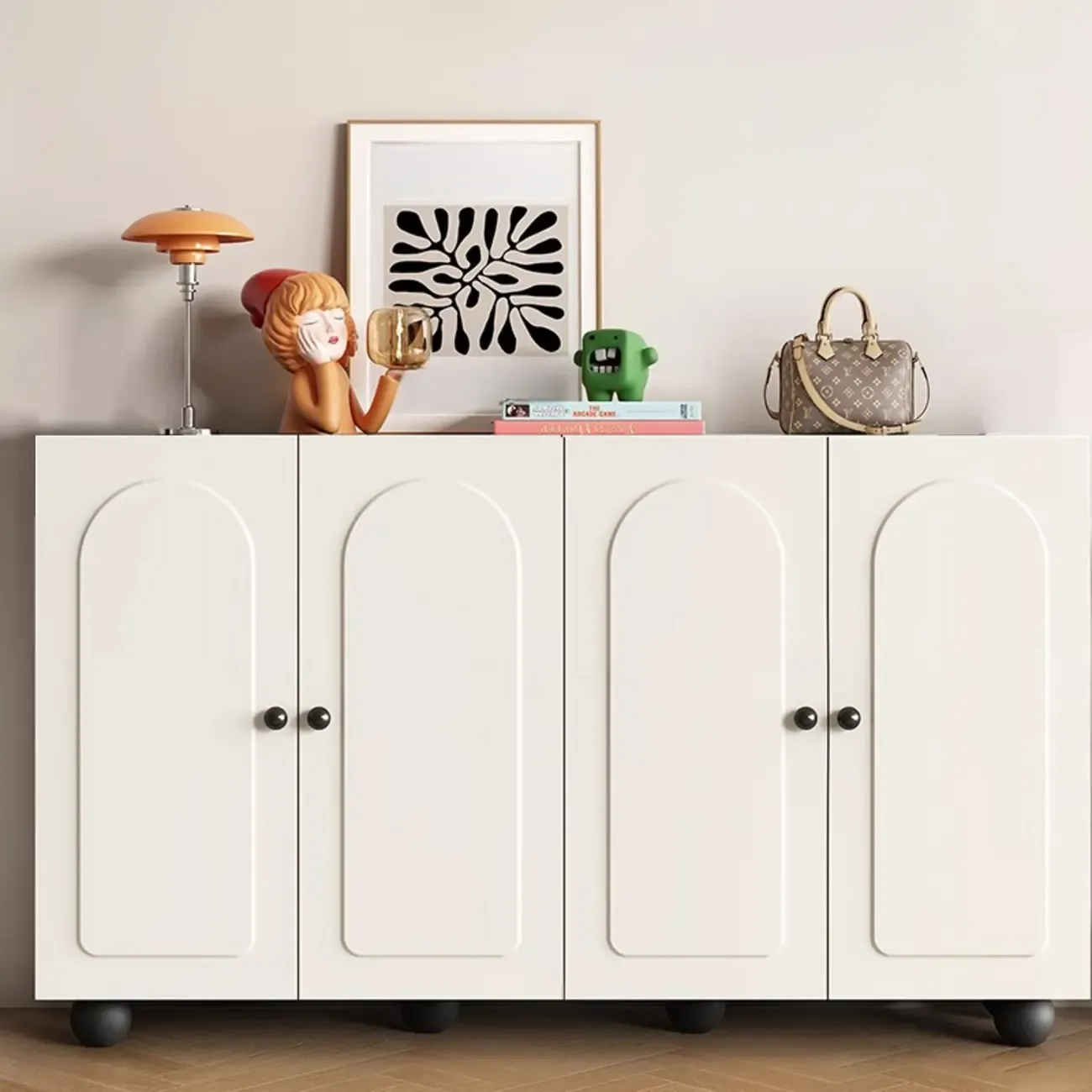 Chic Adjustable Shelves Wood Shoe Cabinet in White/Black