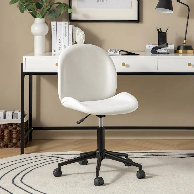 Ines Modern 0ffice Chair 360Whirling Armless With Metal Base by HULALA HOME