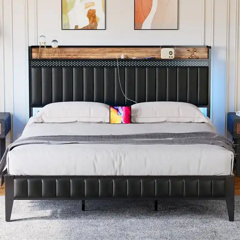 Bed Frame with Charging Station
