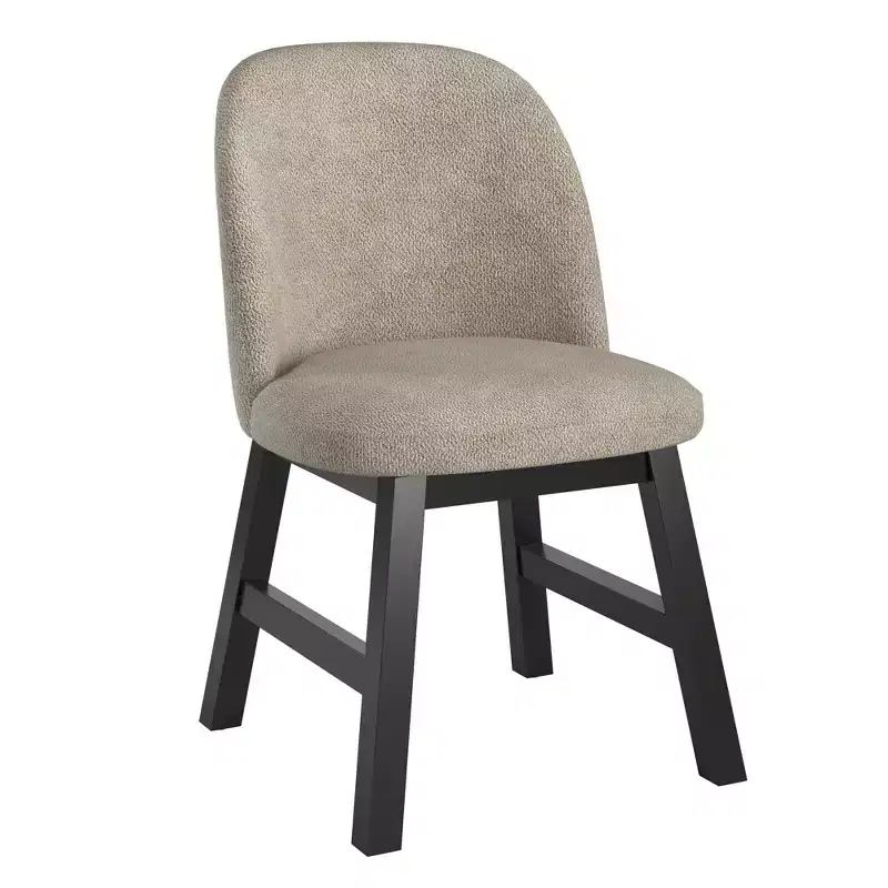 Fuske Wood Finish Taupe Fabric Curved Low Back Dining Chair (Set of 2) - iNSPIREQ