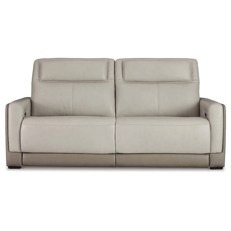 Signature Design by Ashley Battleville Silver 2 Seat Power Reclining Sofa with Adjustable Headrest - 85W x 40D x 43H