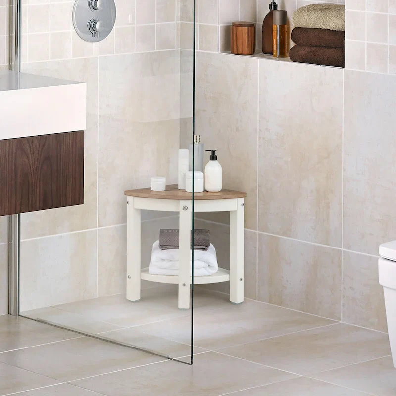 2-Tier Corner Shower Bench Stool Waterproof Bathroom Stool Heavy