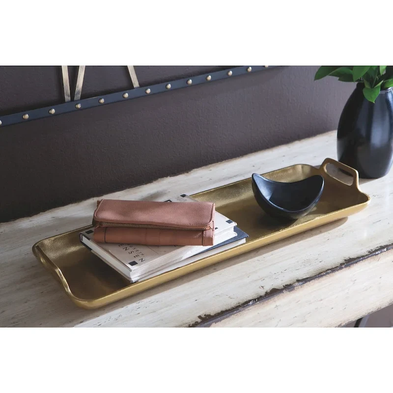 Posy Contemporary Gold Tray - 24  W x 8  D x 2.6  H