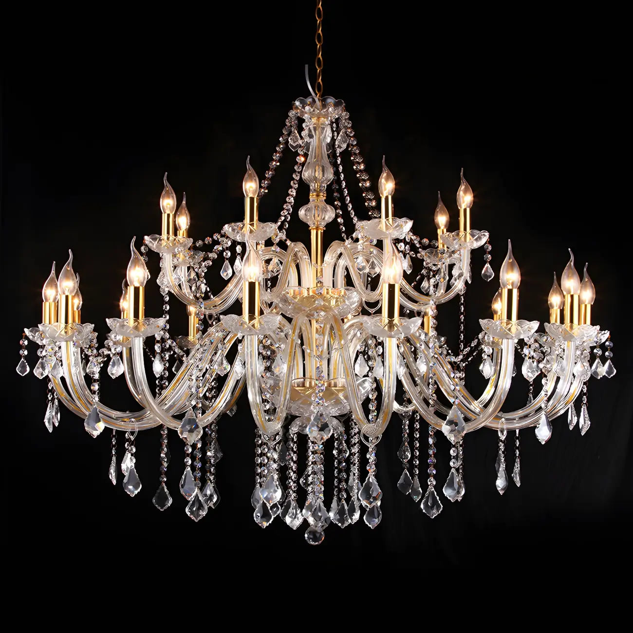 Mid-Century Luxurious Crystal Candelabra Chandelier
