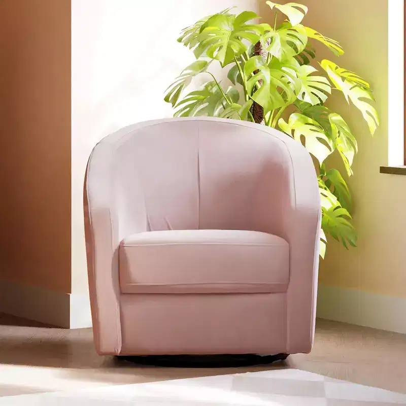 Swivel Glider Chair with 360° Rotation, Upholstered Seat, 30.5