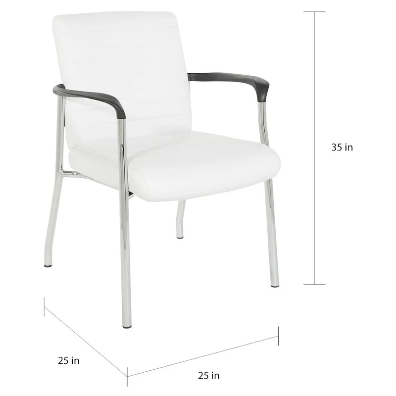 Faux Leather Guest Chair with Chrome Frame – Black / White / Charcoal, Single Seat