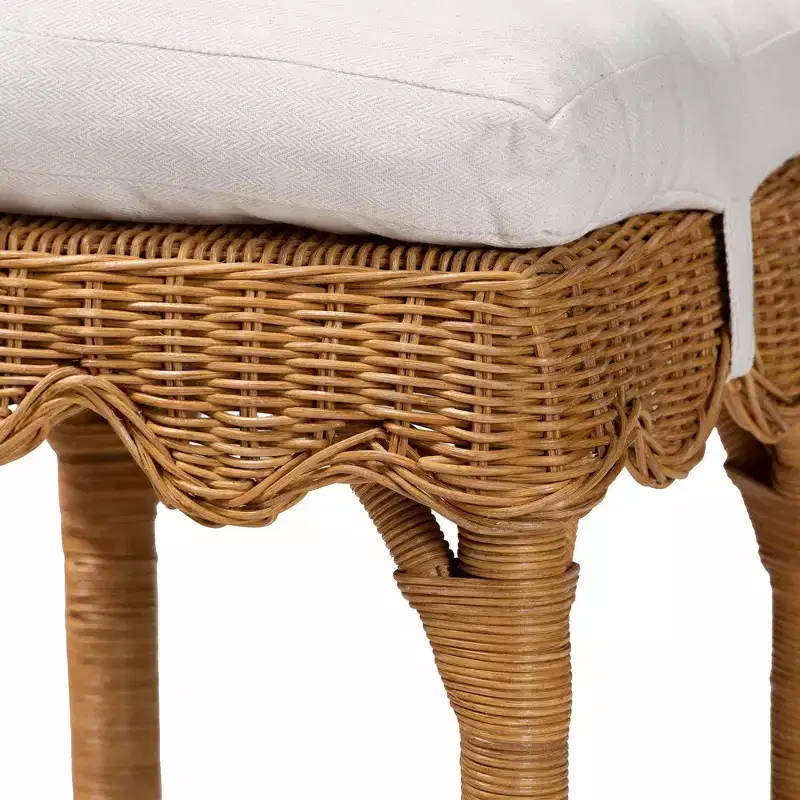 bali & pari Muy Scallop Rattan Bar Stool Honey/White