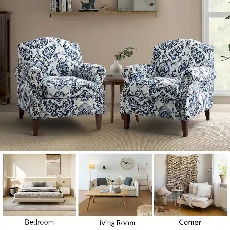 Giampiero Living Room Armchair with Nailhead Trims Set of 2 by HULALA HOME