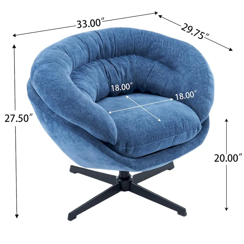 Chenille Upholstered Swivel Club Chair