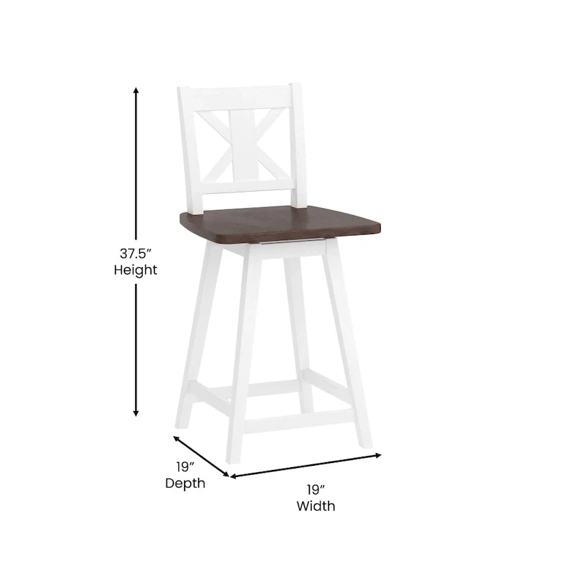 Modern Farmhouse Wooden Swivel Counter Stool