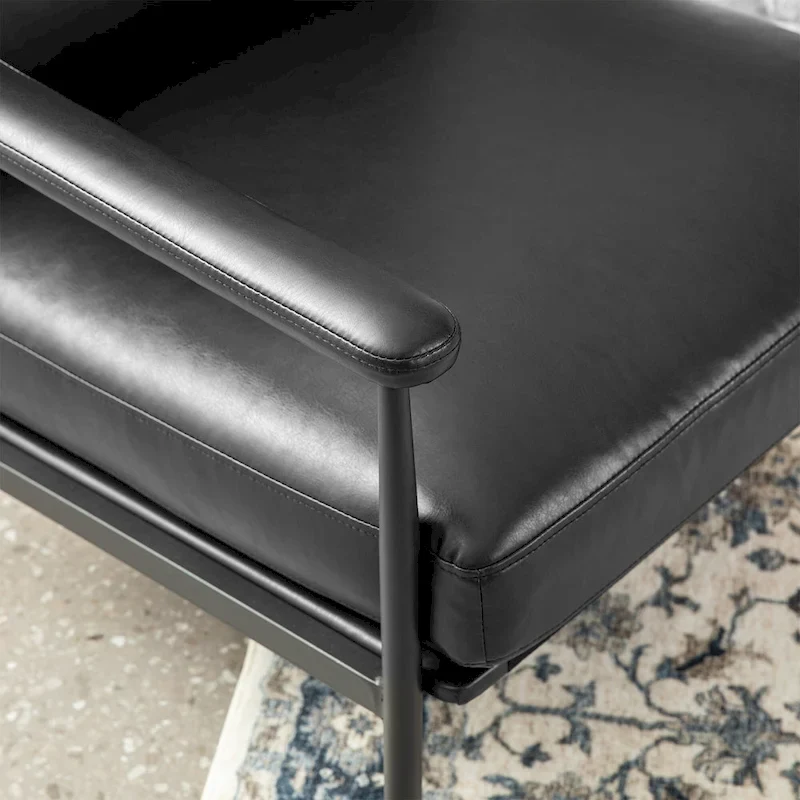 Mid-Century Modern Armchair with High Back and Padded Arms