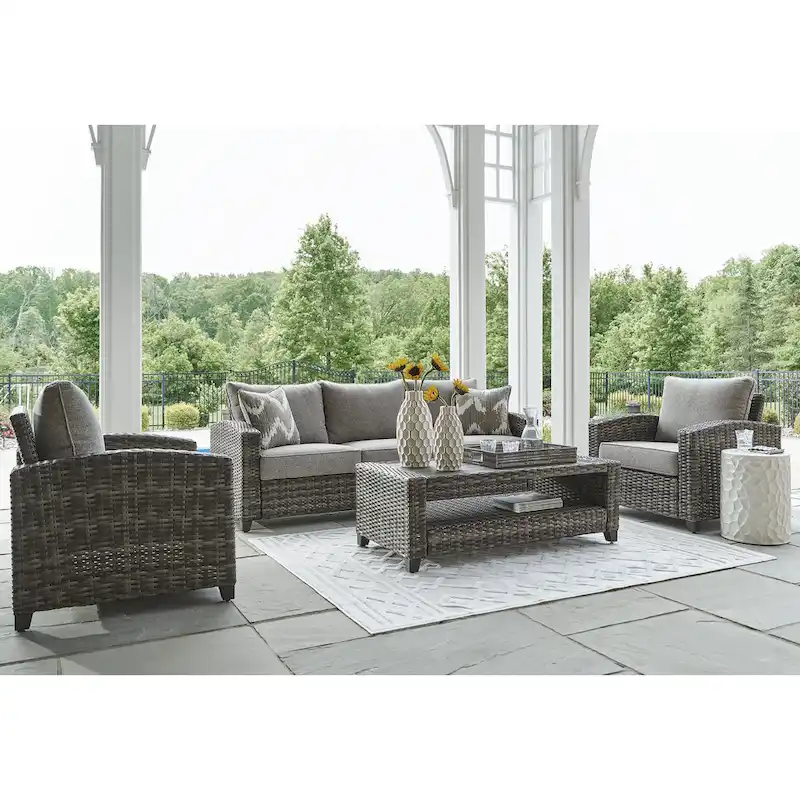 Signature Design by Ashley Oasis Court Gray Outdoor Sofa/Chairs/Table Set (Set of 4) - 81.25