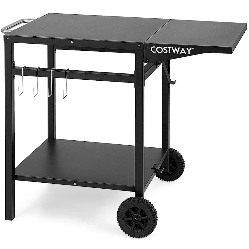 Costway Double-Shelf Movable Dining Cart Table Multifunctional Kitchen - See Details