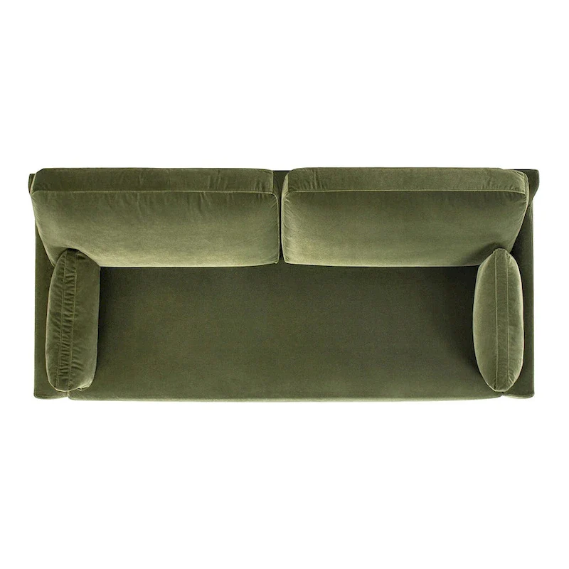 Velvet Sofa with Loose Pillow-Back and Wood Base - 75.5 Inch