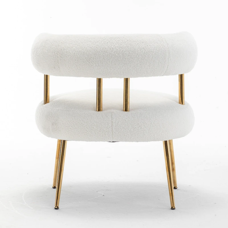 SEYNAR Modern Glam Upholstered Comfy Open-Back Accent Vanity chair with Golden Legs