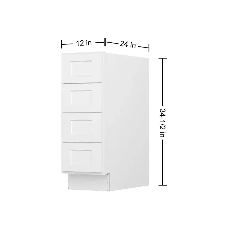 HOMLUX Easy-DIY Shaker White Ready to Assemble Drawer Base Kitchen Cabinet With 4-Drawers